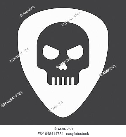 Guitar pick with skull glyph icon, music and instrument, skull sign vector graphics, a solid pattern on a black background, eps 10