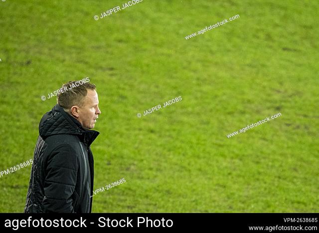 Mechelen's head coach Wouter Vrancken reacts during a soccer match between Cercle Brugge and KV Mechelen, Saturday 06 February 2021 in Brugge