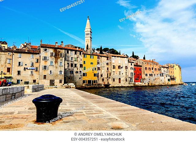 The Pier and the City of Rovinj on Istria Peninsula in Croata