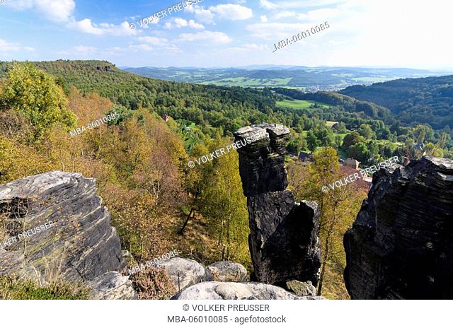 Tyssaer walls and view at Tisa in the bohemian switzerland, Czechia, Ustecky kraj (Aussiger region), Tisá (Tissa, Tyssa)