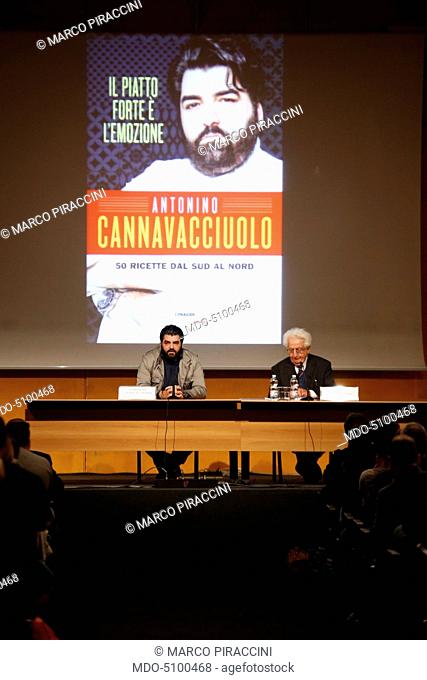 The chef and host of the Italian version of Kitchen Nightmares, Antonino Cannavacciuolo, during his speech at the XXIX International Book Fair in Turin