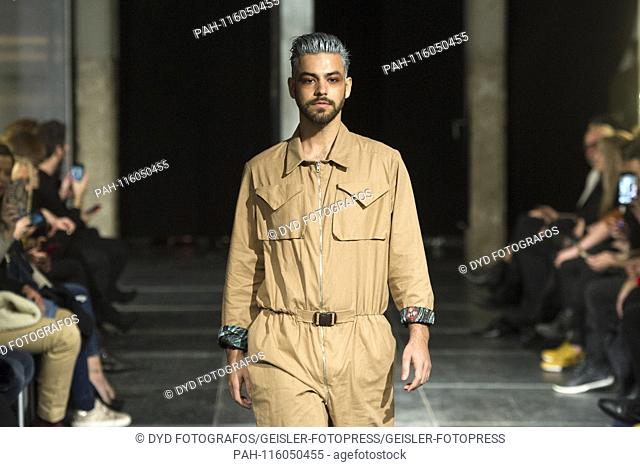 Agoney Hernandez at the Eduardo Navarrete Fashion Show at the Mercedes-Benz Fashion Week Madrid Fall / Winter 2019. Madrid, 23.01