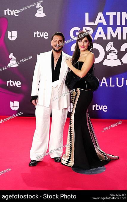 Manuel Carrasco, Almudena Navalon attends the red carpet during the 24th Annual Latin GRAMMY Awards at FIBES on November 16, 2023 in Seville, Spain