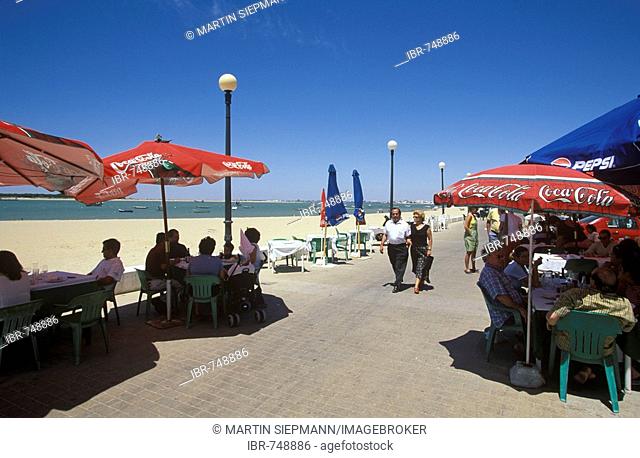 Seafood restaurants, Bajo de Guía, Sanlúcar de Barrameda, Costa de la Luz, Cádiz Province, Andalusia, Spain