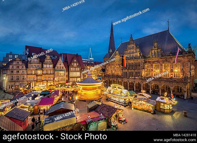 Christmas market in Bremen, Germany at night