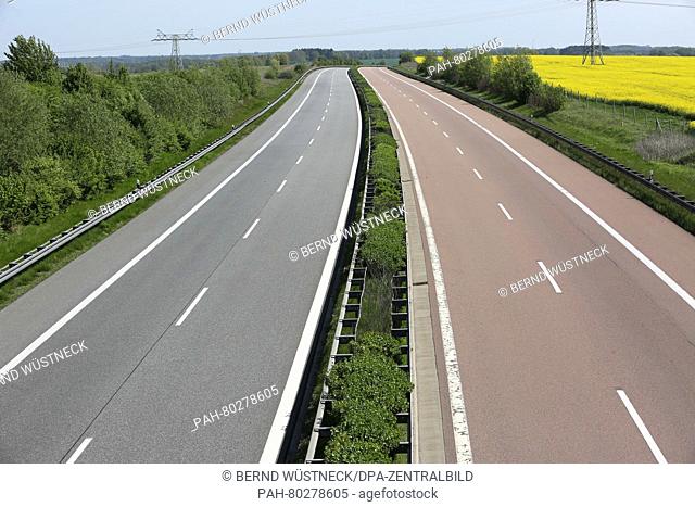 A view of the deserted A20 motorway between Sanitz and Dummerstorf, Germany, 11 May 2016. Licensed hunters and staff of the road maintenance authority have...