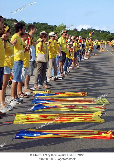 The Catalan Way, the human chain stretching across Catalonia State from north frontier with France up to southern limits with Castellon province