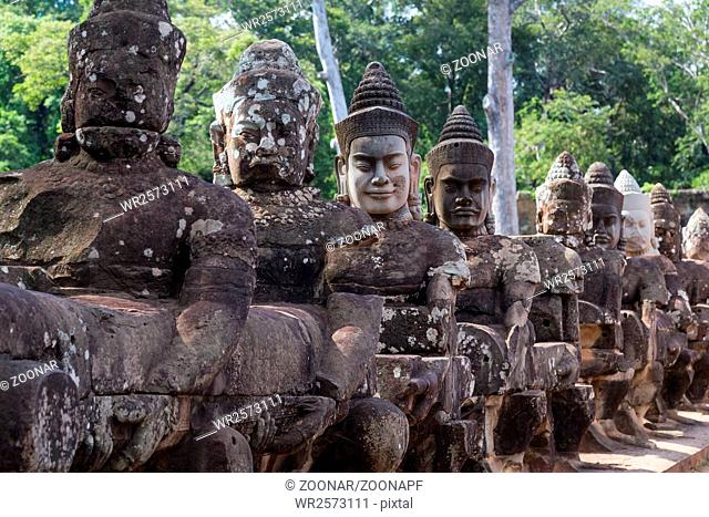 Sculptures near Bridge and South Gate of Angkor Thom