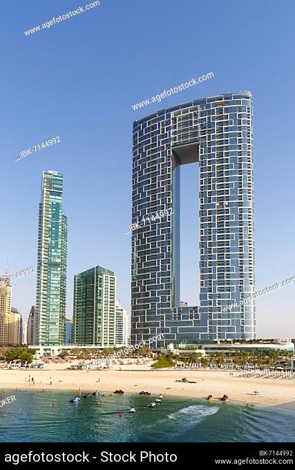 Dubai Jumeirah Beach JBR Beach Sea Marina Skyline Architecture Vacation in Dubai, United Arab Emirates, Asia