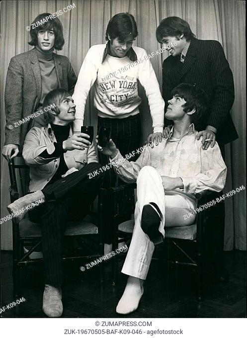 May 05, 1967 - The Bee Gees celebrate; The Bee Gees are in high spirits following the news that the two Australian members of the group, Vince Malouney