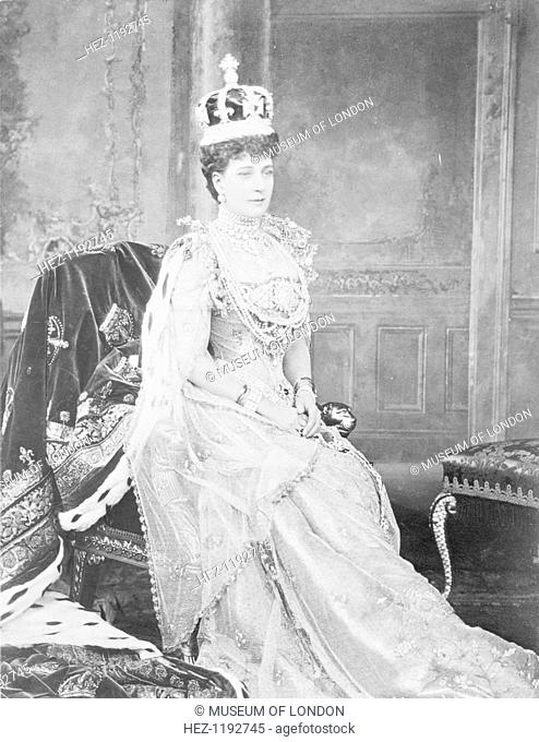 Queen Alexandra, consort of Edward VII, in her Coronation robes, 1902