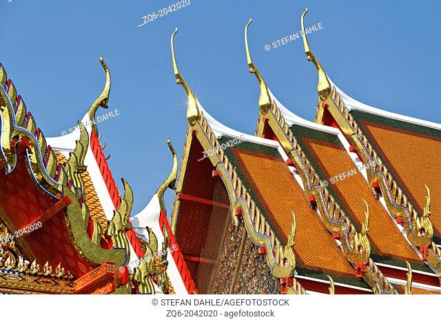 Crested Roofs in the Temple Wat Pho in Bangkok, Thailand
