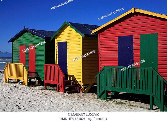 South Africa, Cape Peninsula, Muizenberg, beach huts