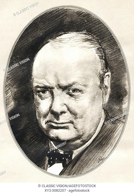 Sir Winston Leonard Spencer-Churchill, 1874-1965. British politician, army officer, writer and two times Prime Minister of the United Kingdom