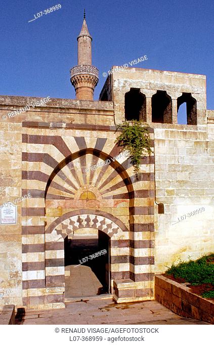 Entrance to Rizvaniye Vakfi Mosque in the historic Golbasi area in Sanliurfa.Turkey