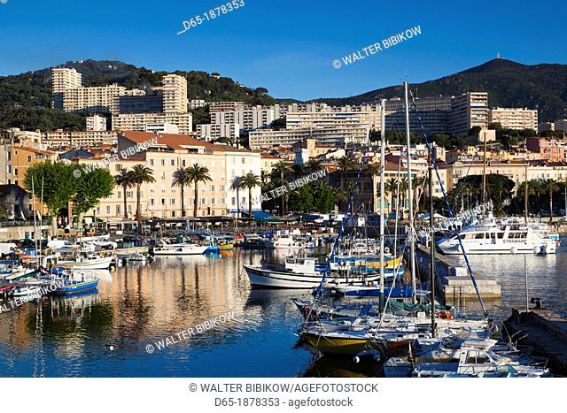 France, Corsica, Corse-du-Sud Department, Corsica West Coast Region, Ajaccio, city view from Port Tino Rossi