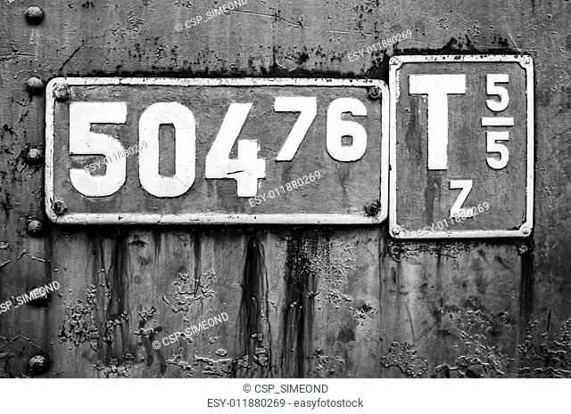 Locomotive sign in black and white