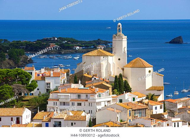 Cadaqués, Spain, Europe, Catalonia, Costa Brava, sea, Mediterranean Sea, coast, village, houses, homes, church, boats