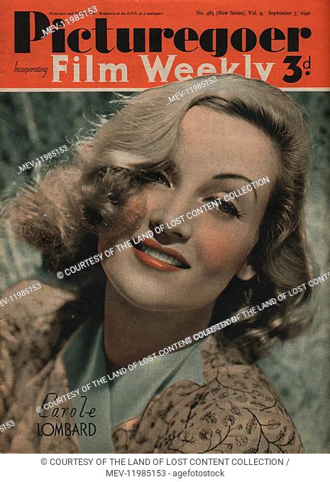 Picturegoer Sep 7, 1940 No. 485 Vol. 9 - Front Cover, Movie Star, Carole Lombard