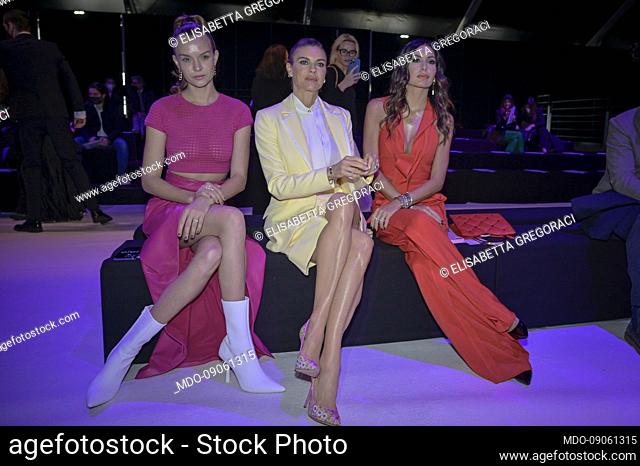 Danish supermodel Josephine Skriver, Italian actress Martina Colombari and Italian showgirl Elisabetta Gregoraci guests at the Genny fashion show on the third...