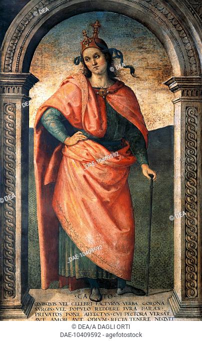 Cato, by Pietro Perugino (ca 1450-1523), fresco. Collegio del Cambio, Perugia