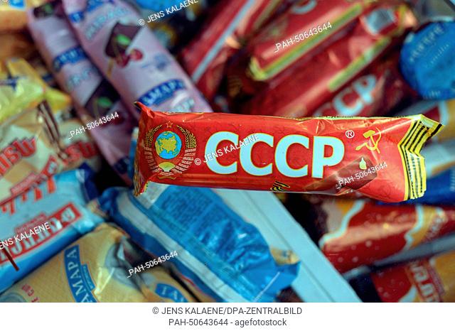 An Armenian ice cream named ""CCCP"" in Yerevan, Armenia, 27 June 2014. Photo: Jens Kalaene/dpa - NO WIRE SERVICE | usage worldwide. - Yerevan/Armenia