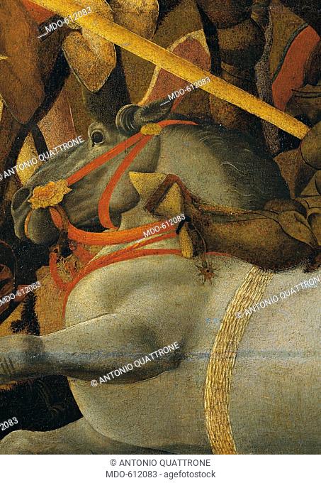Rout of St Roman (Battle of St Roman), by Paolo di Dono know as Paolo Uccello, 15th Century, 1436 -1439 about, tempera on panel, cm 182 x 323