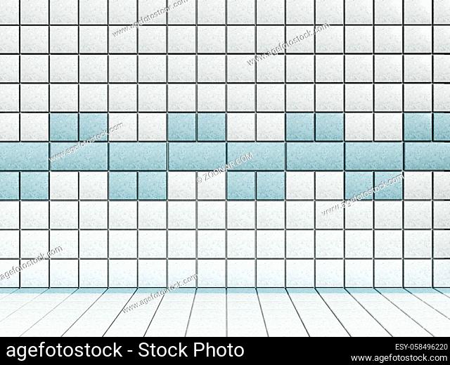 White and blue bathroom tiles