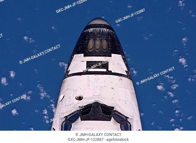 This view of the nose of the space shuttle Atlantis was provided by an Expedition 23 crew member during a survey of the approaching STS-132 vehicle prior to...