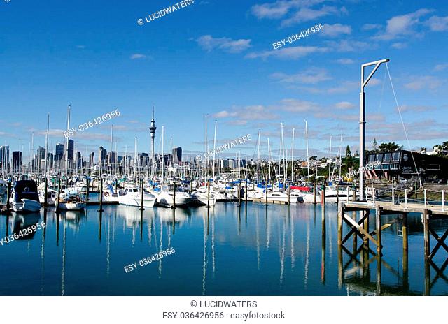 AUCKLAND, NZ - JUNE 02:Boats mooring in Westhaven Marina on June 02 2013.It's the largest yacht marina in the Southern Hemisphere