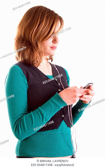 teenager girl with her MP3 player