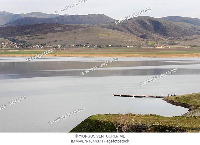 Lake Vegoritida that sits between the prefectures of Pella and Florina. Vegoritida Lake, Pella, Central Macedonia, Greece, Europe