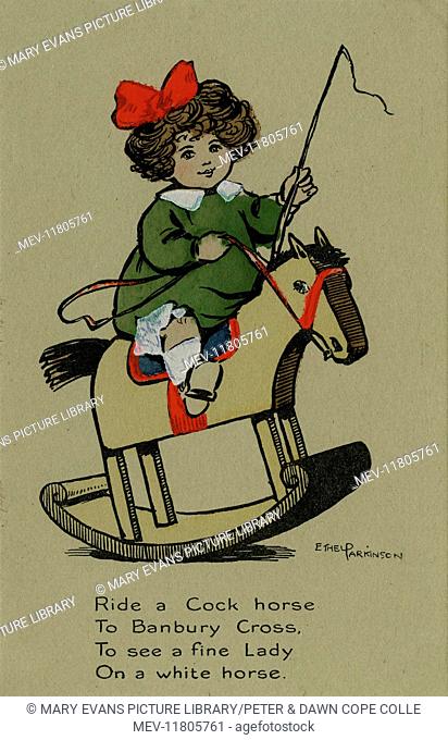 Traditional nursey rhyme Ride a Cock Horse. Artist Ethel Parkinson