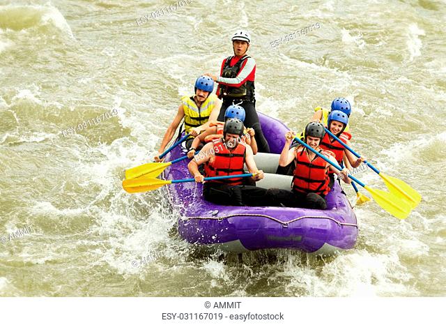Whitewater Rafting Boat Group Of Seven People