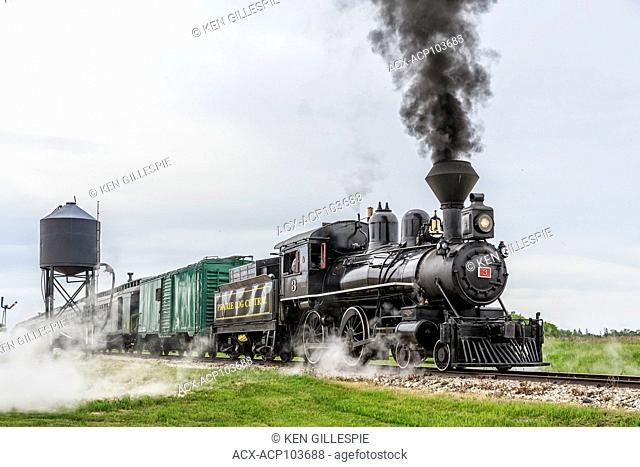 Vintage steam train, locomotive No.3 of the Prairie Dog Central Railway, Winnipeg, Manitoba, Canada