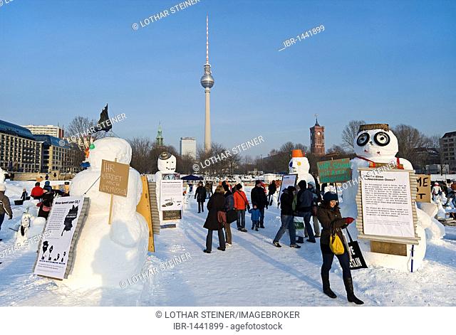 Snowman-Demo 2010 on Schlossplatz Square, Berlin, Germany, Europe