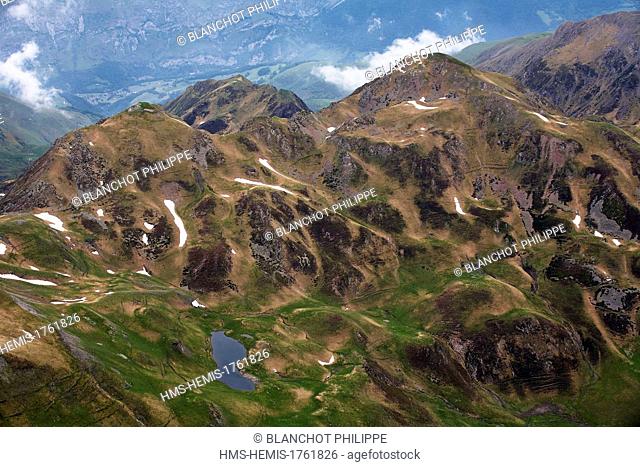 France, Hautes Pyrenees, Bagneres de Bigorre, Pic du Midi (2877m), the Pyrennes view from the astronomical observatory of Pic du Midi