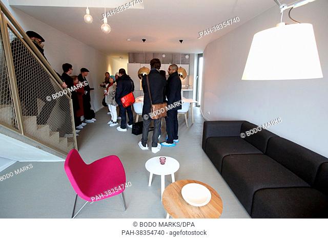 View of a living room of a hybrid house pictured on the premises of the International Architecture Exhibition IBA in Hamburg, Germany, 20 March 2013