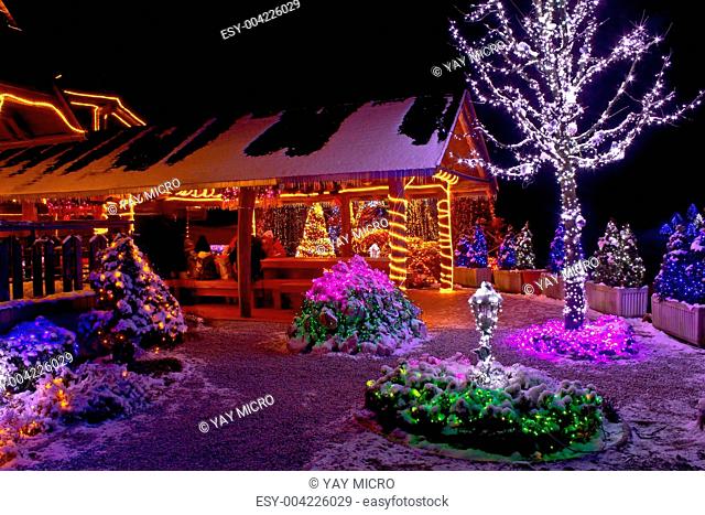 Christmas fantasy - lodge and tree lights