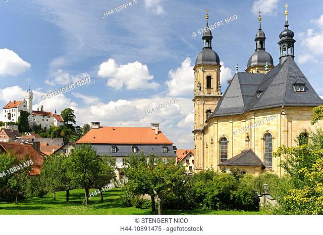Architecture, outside, outside view, basilica, building, Bavarian, Bavaria, FRG, federal republic, castle, Christianity, christi