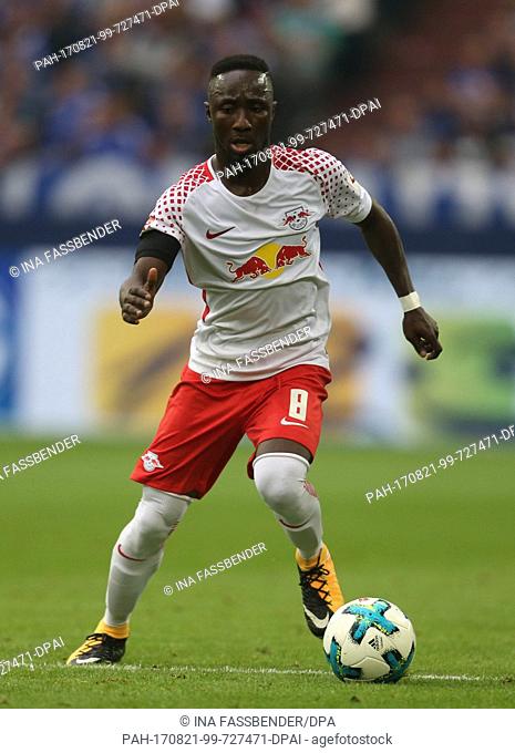 Naby Keita of Leipzig in action during the German Bundesliga football match between FC Schalke 04 and RB Leipzig at the Veltins Arena in Gelsenkirchen, Germany