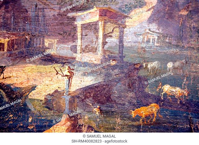 Italy, Naples, Naples National Archeological Museum, Landscape with Animals to Pasture