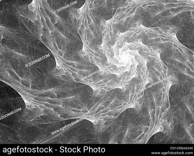 Gray cobweb helix abstract background, horizontal, over black