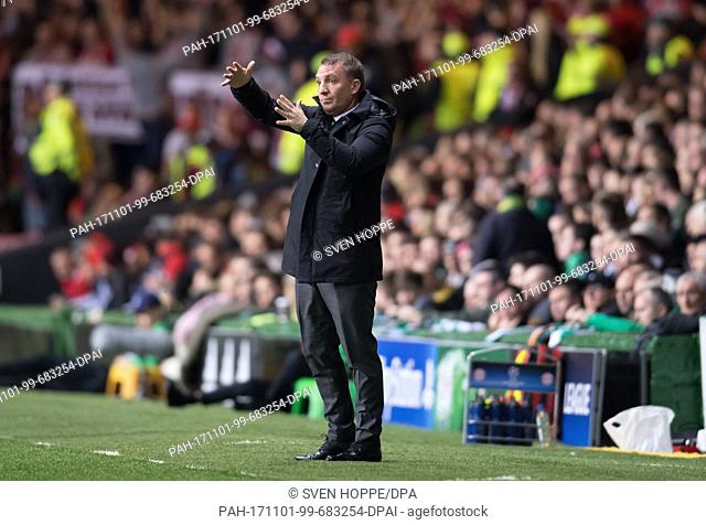 Glasgow's head coach Brendan Rodgers during the Champions League football match between Glasgow's Celtic FC and FC Bayern Munich at Celtic Park in Glasgow, UK