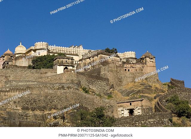 Low angle view of a fort, Vedi Temple, Kumbhalgarh Fort, Rajsamand District, Rajasthan, India