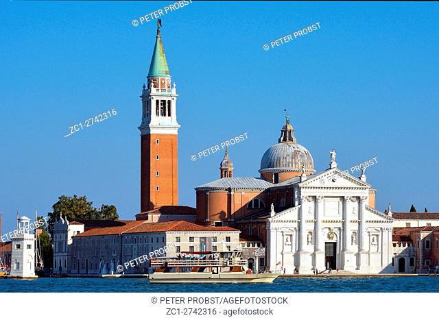 Venice, Veneto, Italy - September 8, 2016: View from San Marco to Island of San Giorgio Maggiore in the Lagoon of Venice in Italy - Caution: For the editorial...