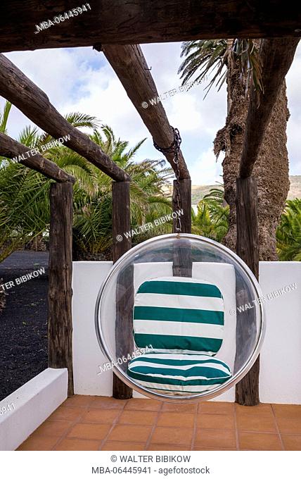 Spain, Canary Islands, Lanzarote, Haria, Cesar Manrique House and Museum, pool chair