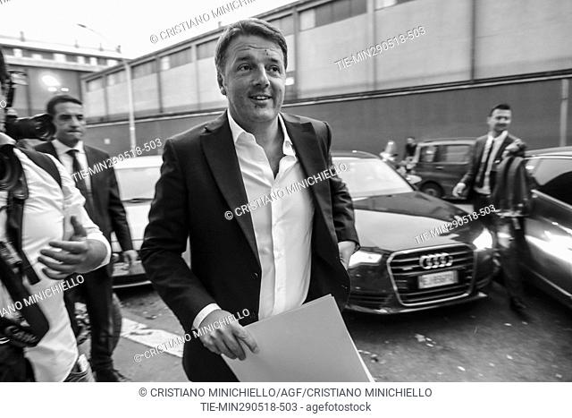 Matteo Renzi arrivals at tv show Otto e mezzo, Rome, ITALY-29-05-2018