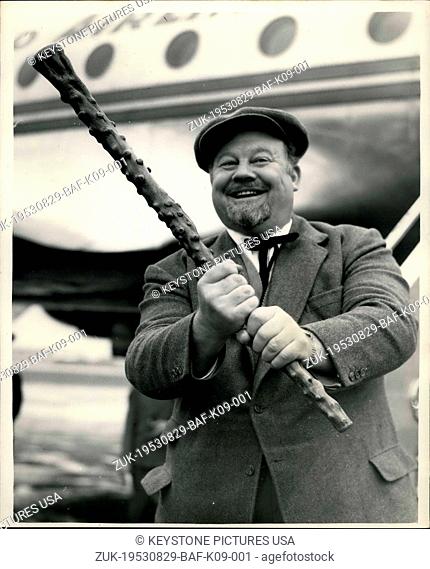 Aug. 29, 1953 - Burl Ives arrives in London by air; Bur Ives, the famous folk singer, arrived at London Airport this morning from Ireland