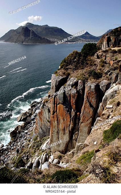Rock formations at the coast, Hout Bay, Chapmans Peak, Cape Town, Western Cape Province, South Africa